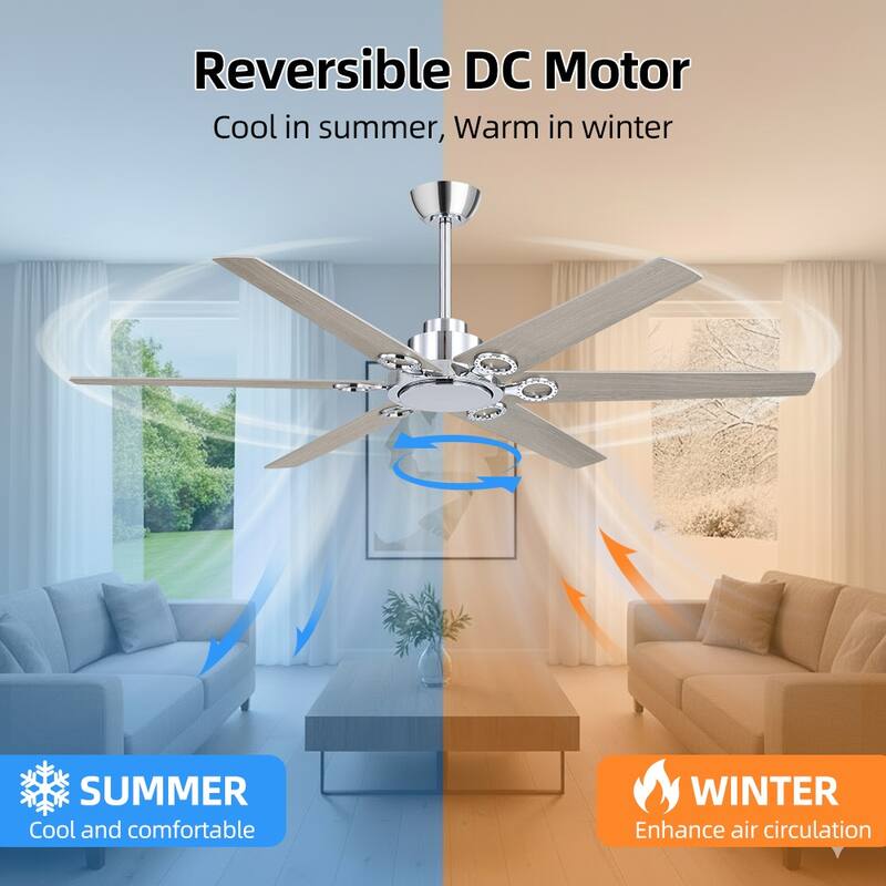 MLiAN 64 in 6 Playwood Blades Dc Motor Indoor Downrod Standard Ceiling Fan With Remote - 64''