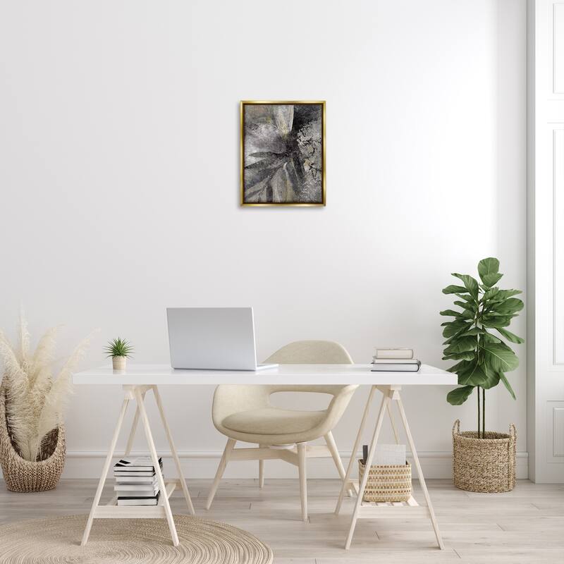 Stupell Grey Abstract Botanical Framed Floater Canvas Wall Art Design by BlursByAI
