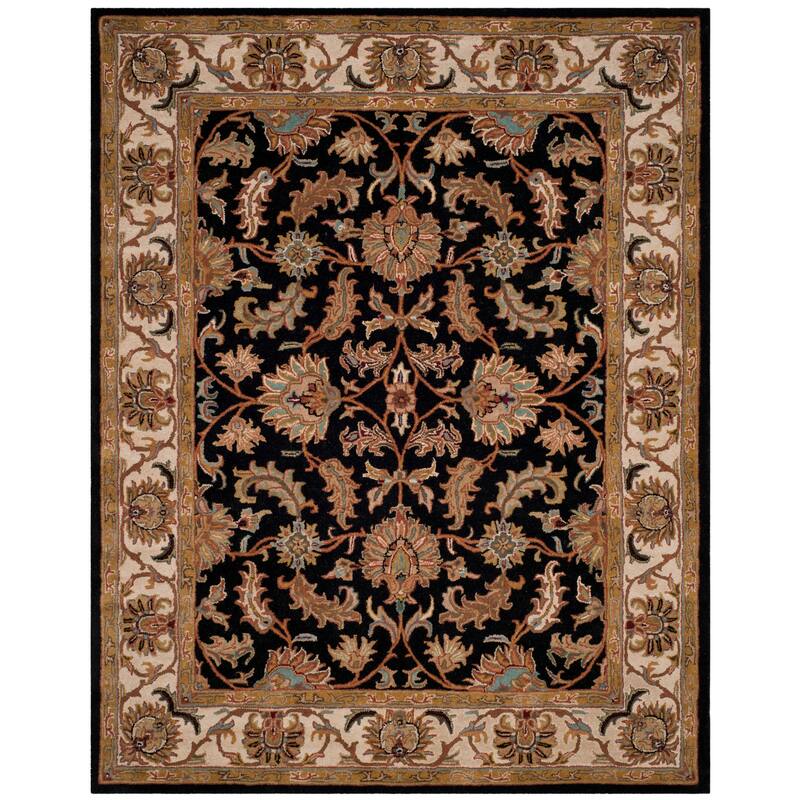SAFAVIEH Handmade Heritage Sharee Traditional Oriental Wool Rug - 11' x 16' - Black/Beige