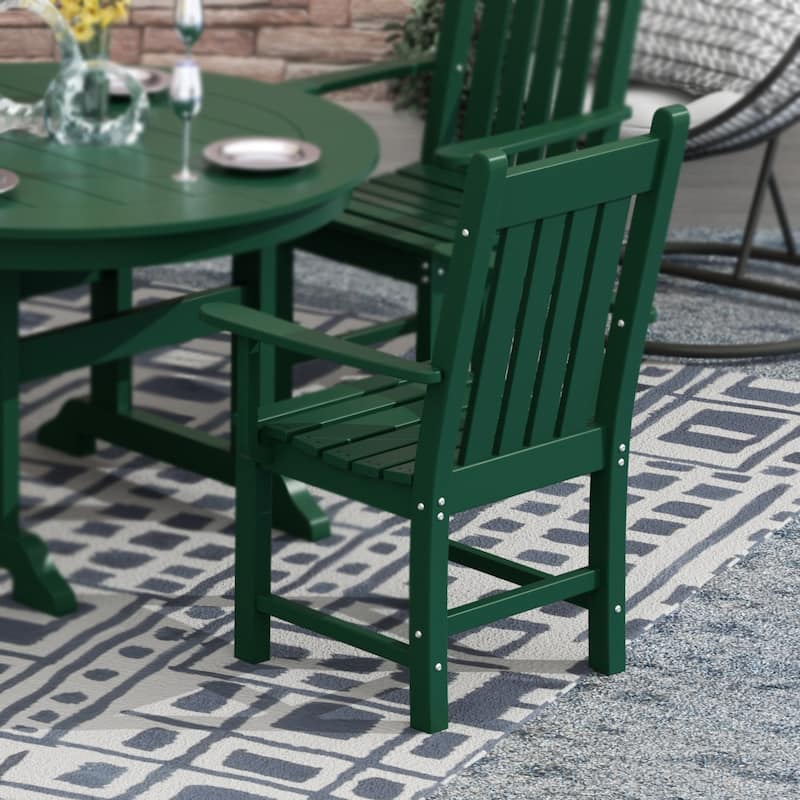 Laguna Hdpe All Weather Outdoor Patio Dining Chair With Arms - Dark Green