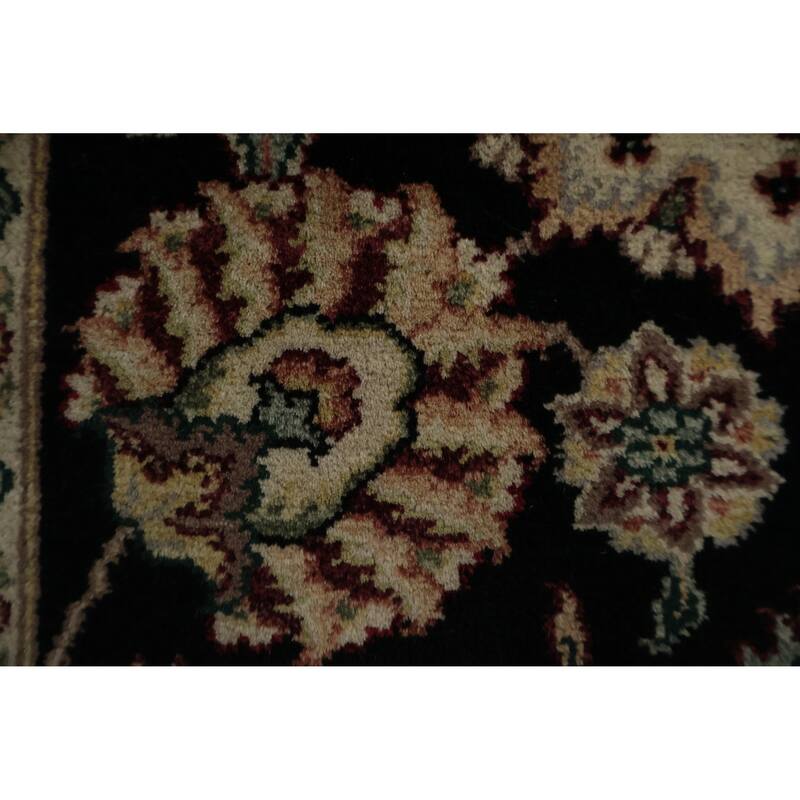 Hand Knotted Oriental 100% Wool Carpet Traditional Floral Black Agra Area Rug - 6' 1'' X 3' 10''