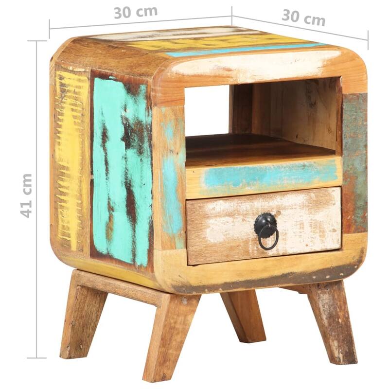 vidaXL Cabinet Nightstand Side End Table with Solid Wood Legs for Bedroom - 11.8" x 11.8" x 16.1"
