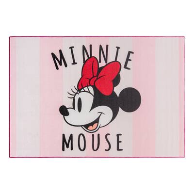 Licensed Disney Minnie Mouse Striped Youth Digital Printed Area Rug - 4'6"x6'6"