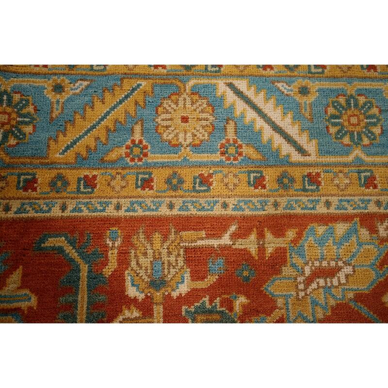 Orange Heriz Serapi Oriental Area Rug Hand-Knotted Wool Carpet - 9'0"x 11'9"
