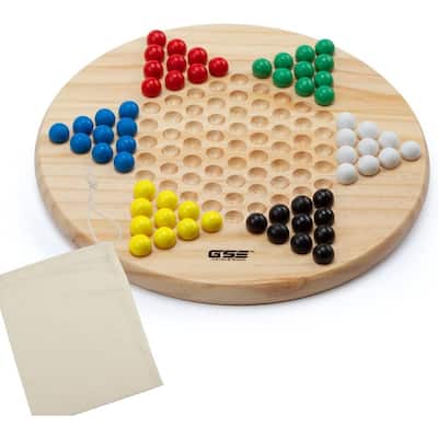 GSE™ 11.5" Wood Chinese Checkers Board Game Set with Wooden Marbles