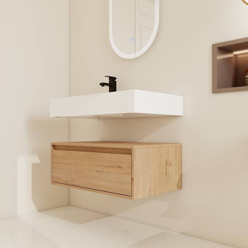 BNK 30/60 inch Floating Single/Double Sink Bathroom Vanity with Soft Close Drawer