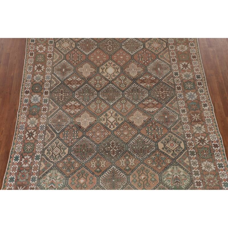 Garden Design Bakhtiari Persian Vintage Rug Hand-Knotted Wool Carpet - 6'10"x 9'10"