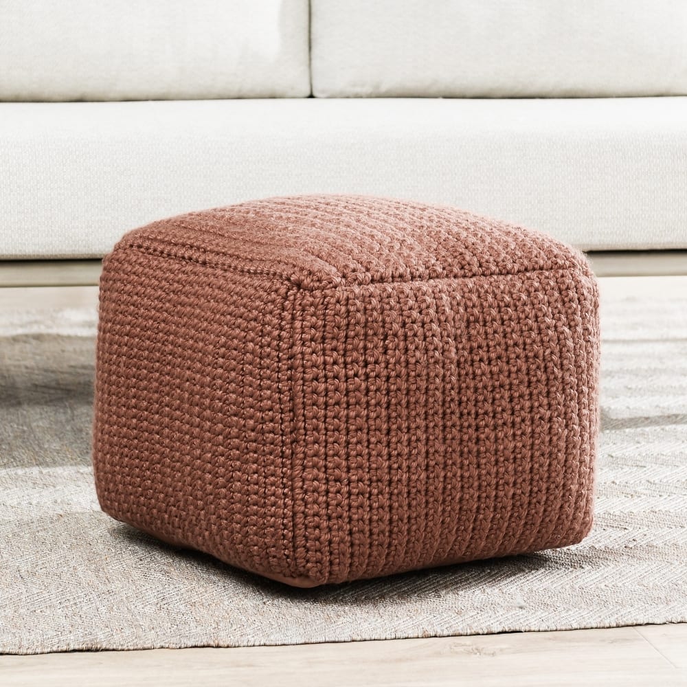 Villa by Classic Home Prism 18" Handwoven Square Pouf