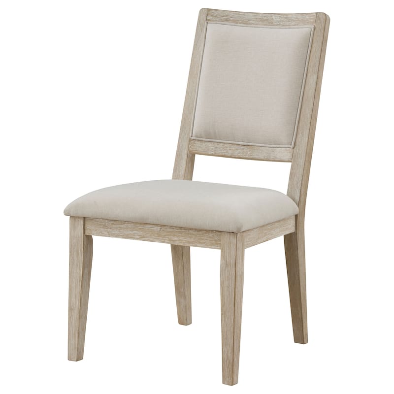 Trofello White Washed Cushioned Dining Side Chair (Set of 2)