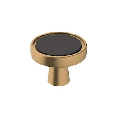 Mergence 1-3/8 in (35 mm) Diameter Matte Black/Champagne Bronze Cabinet Knob - 1.375