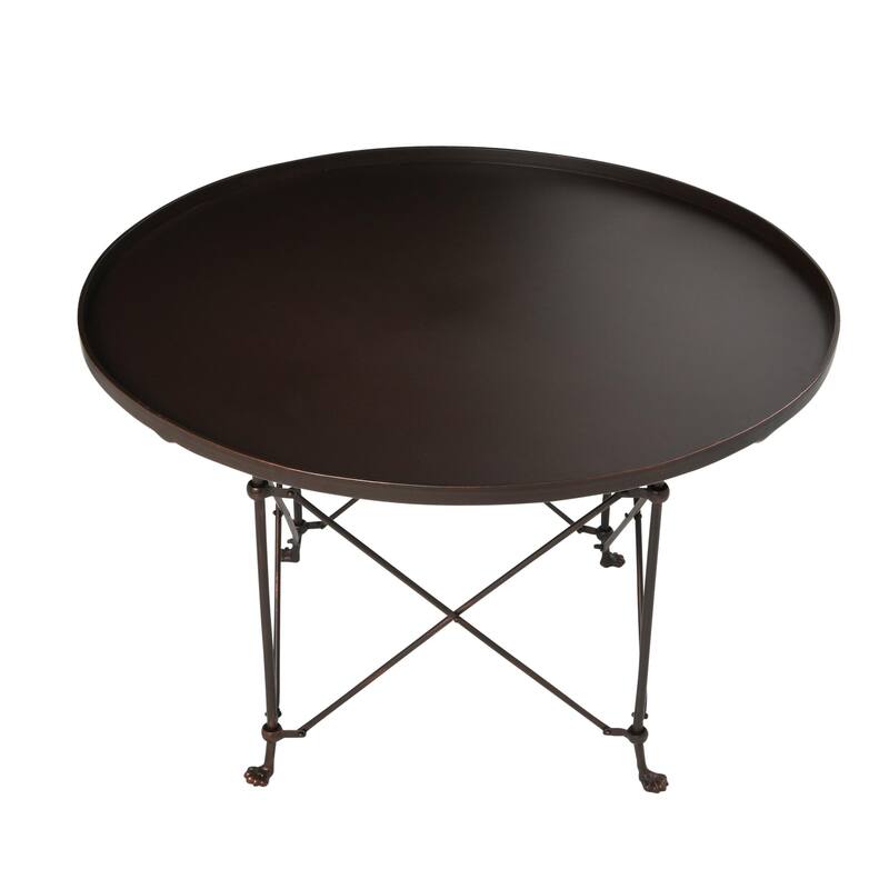 Round Metal Side Table with Claw Feet - Rustic Bronze