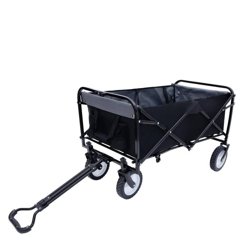 360lb Capacity Heavy-Duty Collapsible Wagon - with Storage Straps & 3-Piece Liner Bag Set