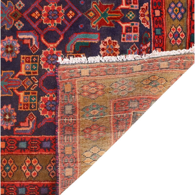 Fine Vintage Distressed Behice Navy/Red Runner - 3'11" x 10'0"