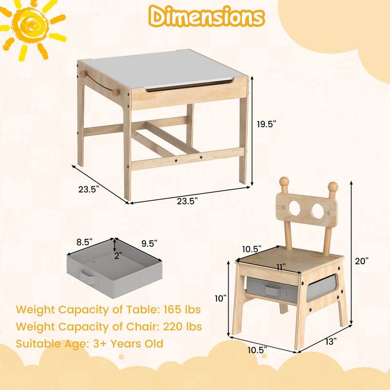 Costway Kids Table and Chairs Set 4 in 1 Children Activity Table with - See Details