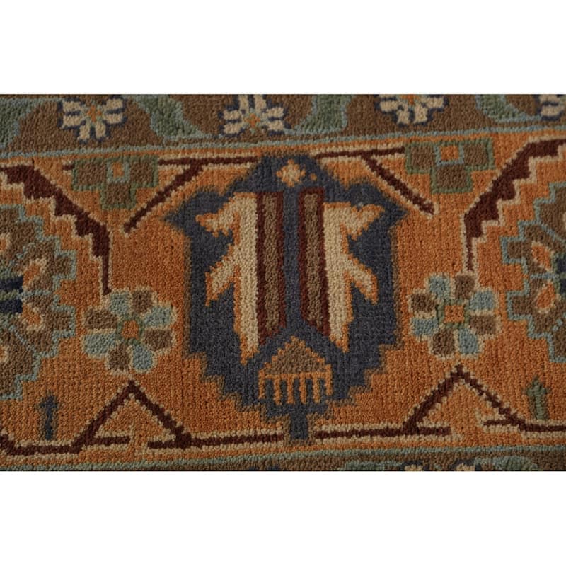 Geometric Khotan Oriental Large Area Rug Hand-Knotted Wool Carpet - 8'11" x 17'7"