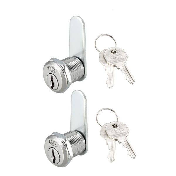 Cam Lock 20mm Cylinder Length 48mm Flat Cam Cabinet Locks Keyed Different - Silver Tone