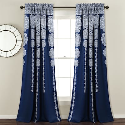 Lush Decor Stripe Medallion Room Darkening Curtain Panel Pair