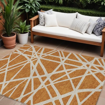 HomeRoots Geometric Transitional Rectangle Outdoor Rug