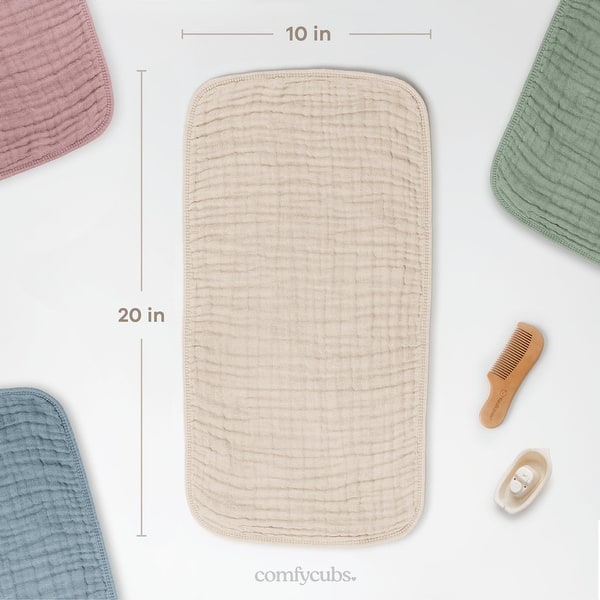 dimension image slide 14 of 21, Muslin Burp Cloths Large 100% Cotton by Comfy Cubs