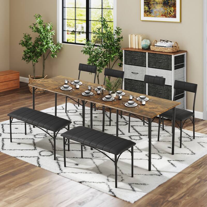Space-Saving Dining Table Set,Ideal for Small Spaces - Featuring a Stylish Faux Marble or Wood Grain Table with Modern Chairs