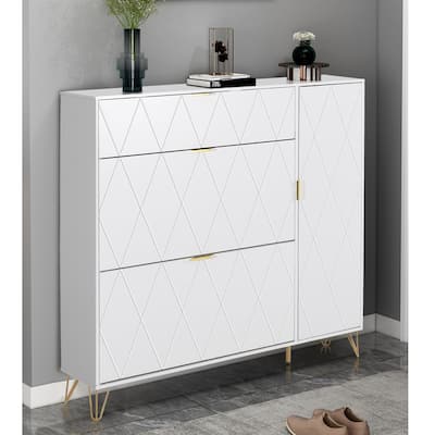 Shoe Cabinet Storage Cabinet with 3 Flip Drawers & Boot Rack Narrow Shoe Rack