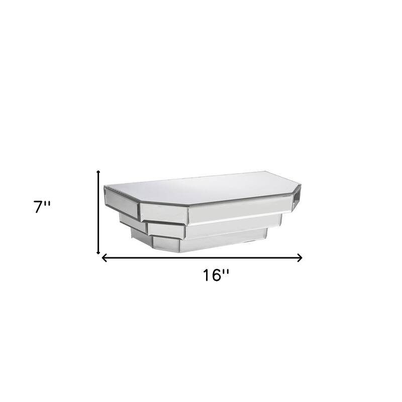 HomeRoots 16" Silver Mirrored Glass Hanging Dimensional Floating Shelf - 16" W x 7" D x 6" H