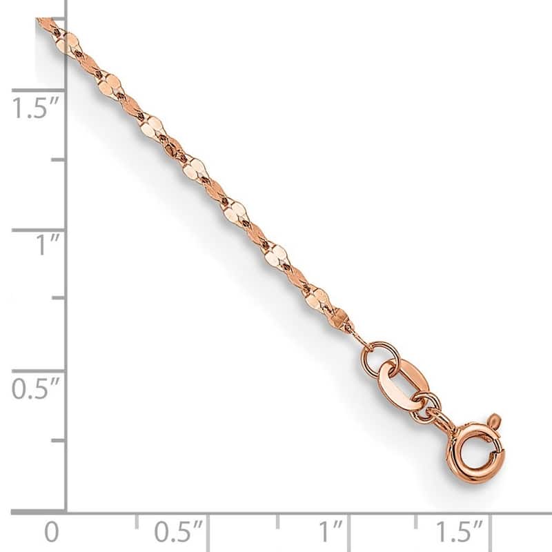 Curata Italian 14k Rose Gold 2mm Fancy Link Chain Necklace (Spring Ring)