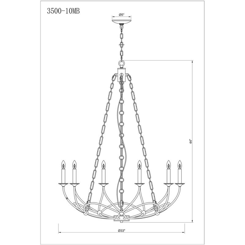 Z-Lite 3500-10 Arabella 10 Light 33" Wide Candle Style Chandelier