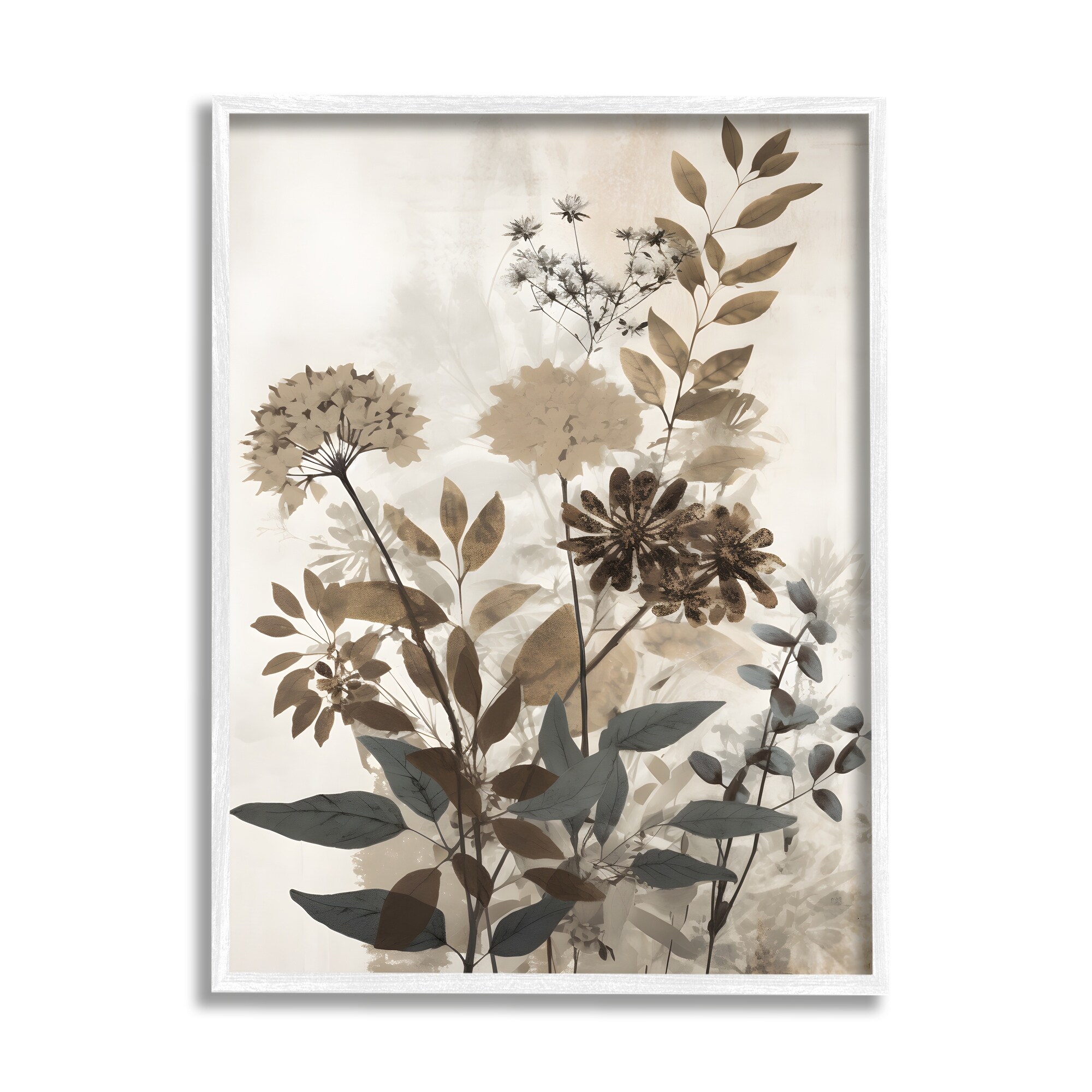 Stupell Rustic Wild Foliage Framed Giclee Art Design by Petals Prints Design