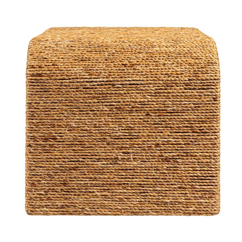 Miramar Water Hyacinth & Acacia Wood Accent Bench with Waterfall Edge