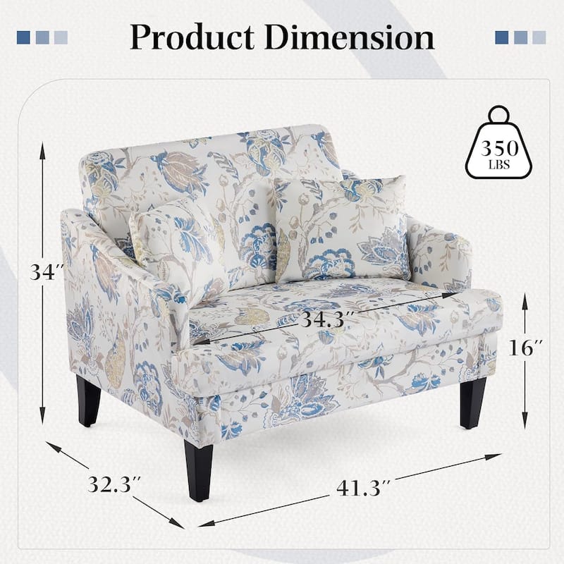 Bezseller Modern Oversized Accent Chair, 33.5'' Wide Seat Upholstered Armchair with Wood Legs and 2 Pillows