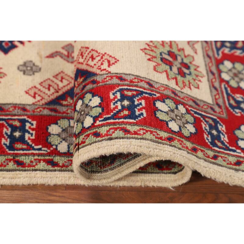 Traditional Beige Kazak Foyer Rug Hand-Knotted Wool Carpet - 2'8" x 3'11"