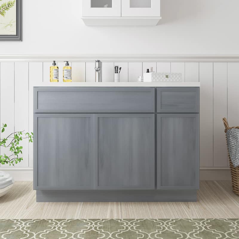 Vanity Art 48" Birch Freestanding Bathroom Vanity Cabinet without Top - Silver