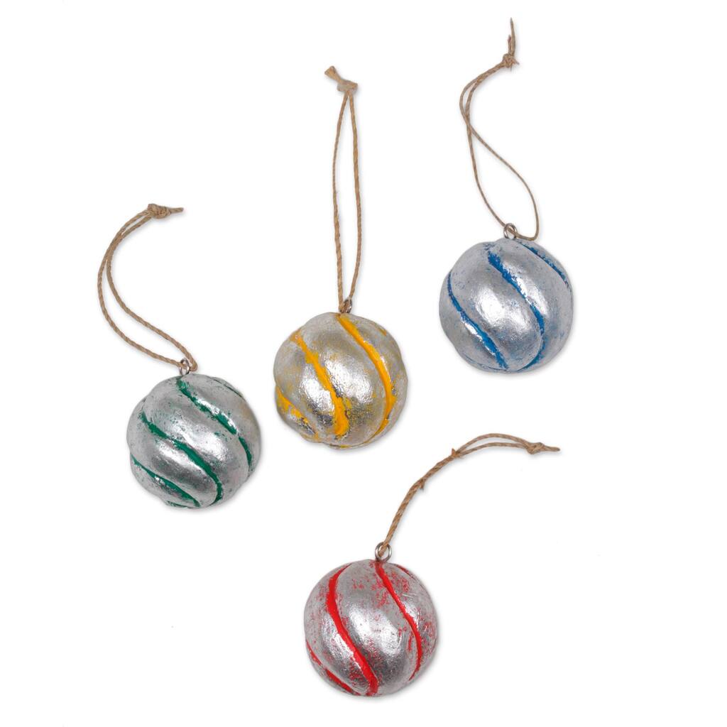Handmade Wood ornaments, Festive Spirals (Indonesia)