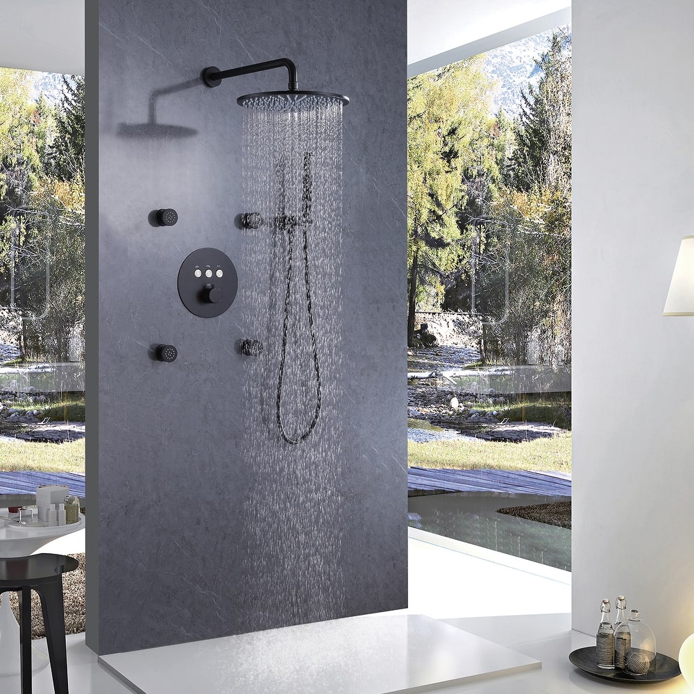 Rbrohant 11" Rainfall Shower Faucet System Massage Jet w/ Mixer Valve