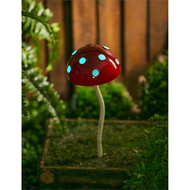 12.5 in. Glow in the Dark Mushroom Plant Pick, Red