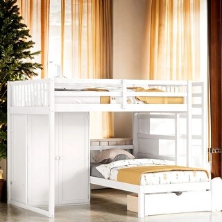 Full Over Twin Bunk Bed With Wardrobe, Footboard Drawer