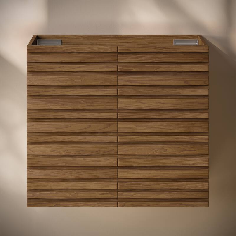 Cascade 24" Wall-Mounted Bathroom Vanity Cabinet Without Top In Brown Oak - 24