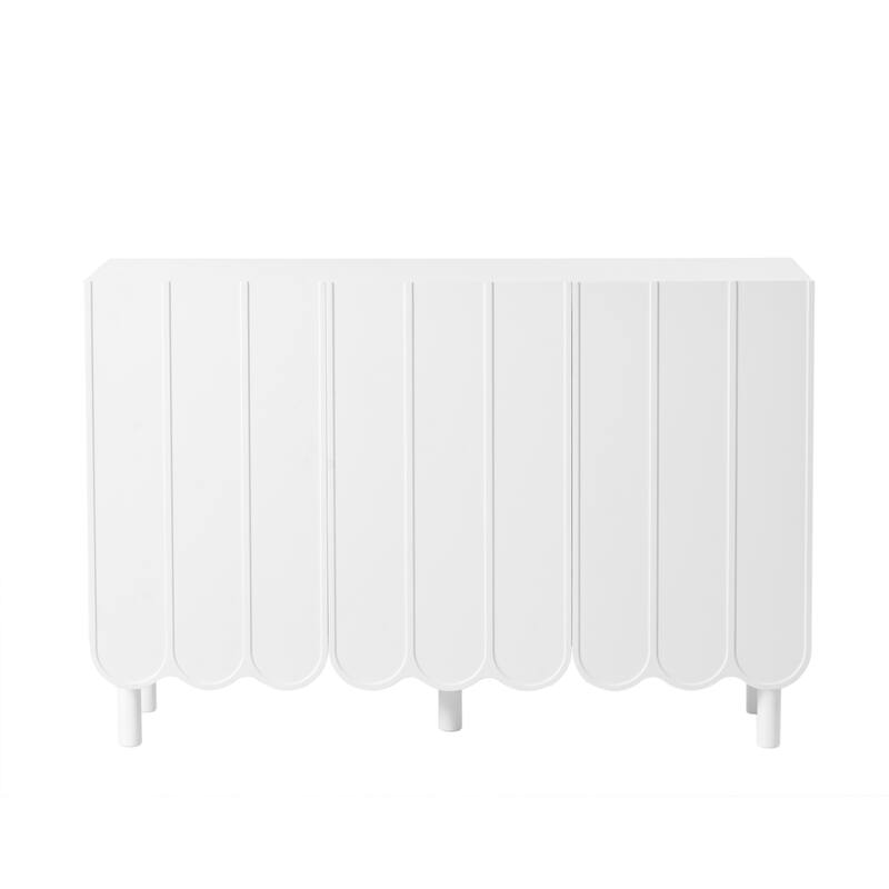 Roomfitters Minimalist Shoe Cabinet with Wave Doors, Sideboard Buffet Cabinet with Adjustable Shelves, Large Storage Cabinet