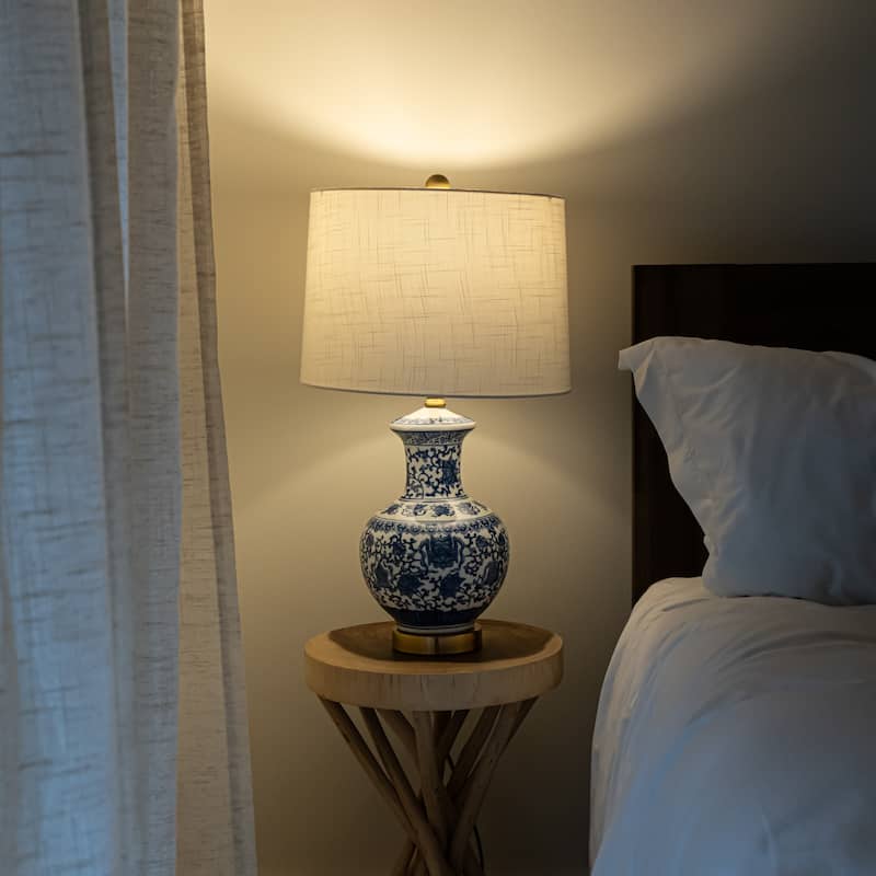 Gemma 25.25" Ceramic/Metal LED Table Lamp, Blue/White (Set of 2) by JONATHAN Y