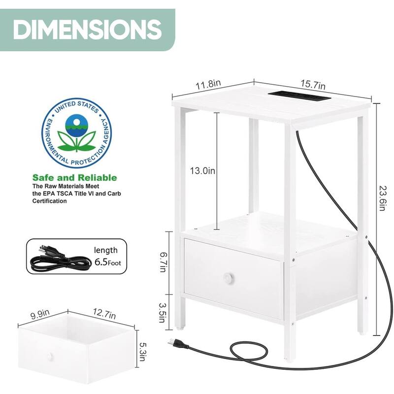Nightstand with Charging Station, USB Ports & Power Outlets On Sale