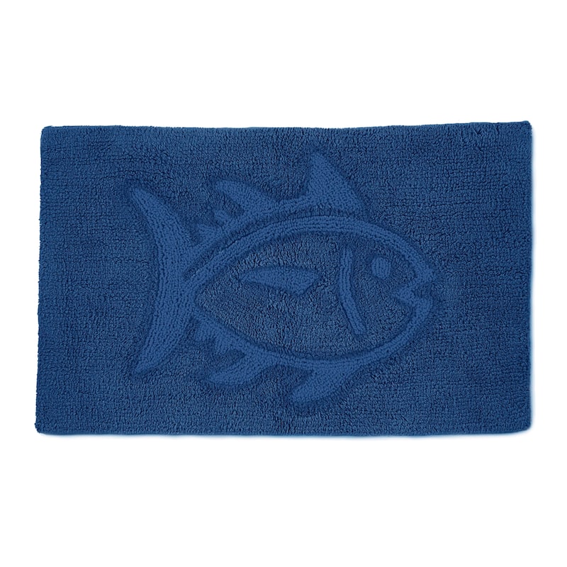 Southern Tide Skipjack Reversible Cotton Bath Rug - 20 x 32 - Cobalt Blue Tonal