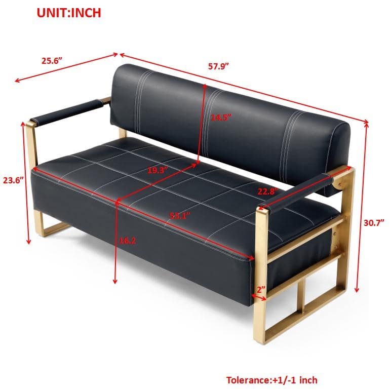 57.9" Width Upholstery Faux Bonded Leather Loveseat Sofa