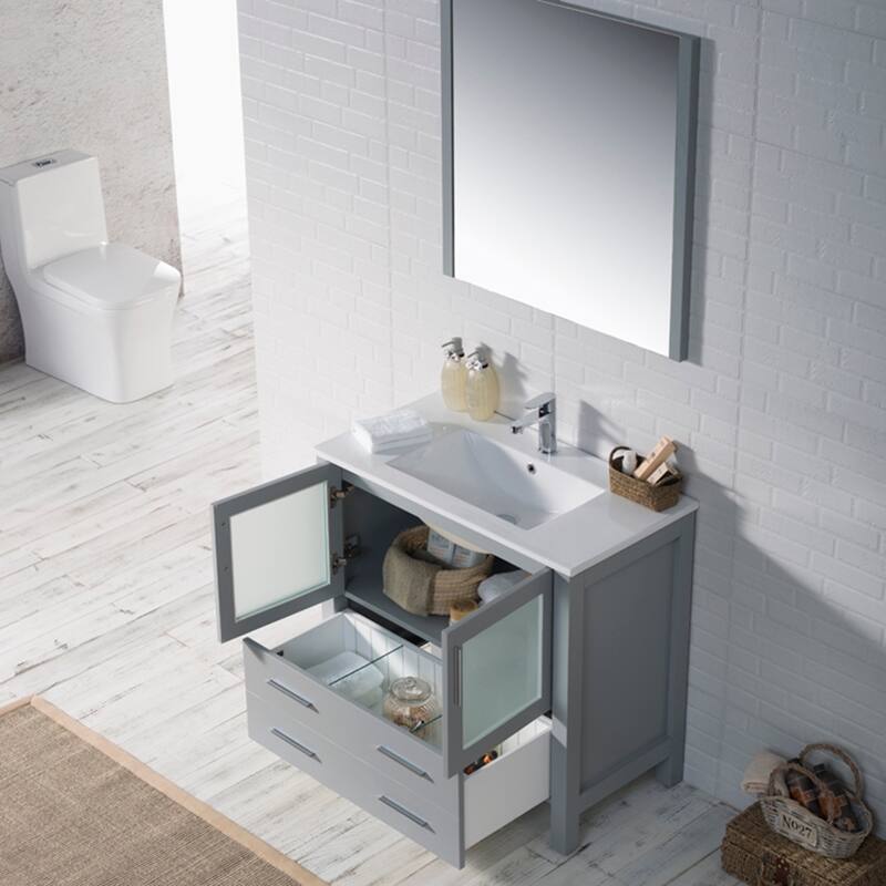 Blossom Solid Wood Double Bathroom Vanity w/ Ceramic Sink & Base