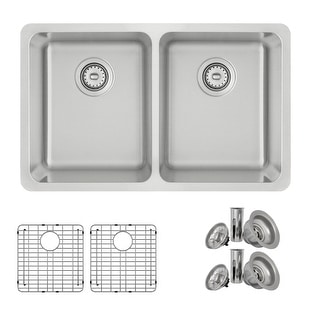 STYLISH 29 inch L x 18 inches W Double Bowl Undermount and Drop-in Stainless Steel Kitchen Sink - 29" x 18" x 8"