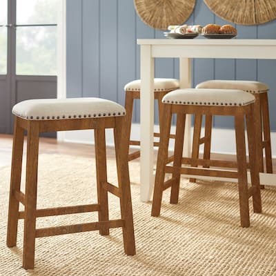 Lifestorey Tobias 24-inch Cushioned Farmhouse Counter Stool (Set of 4)
