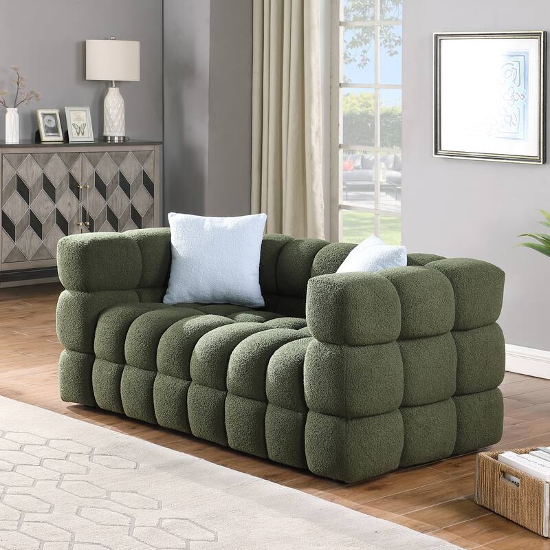 62.2length,35.83" Deepth,Human Body Structure,Marshmallow Sofa,Boucle Sofa,Olive Green 2s Boucle