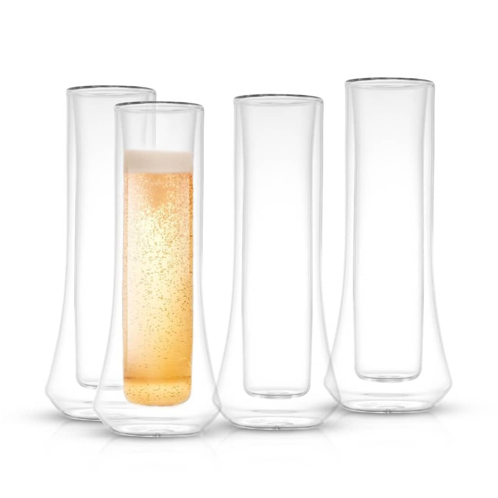 JoyJolt Cosmo Double Wall Stemless Champagne Flutes Glasses - 5 oz - Set of 4 - 5 oz