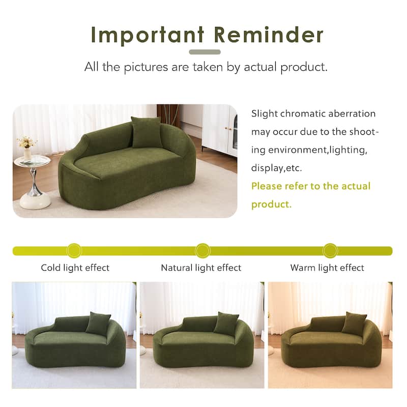 LY-048 Compression Curved Chaise Longue Chair Indoor, Modern Chenille Loveseat Couch