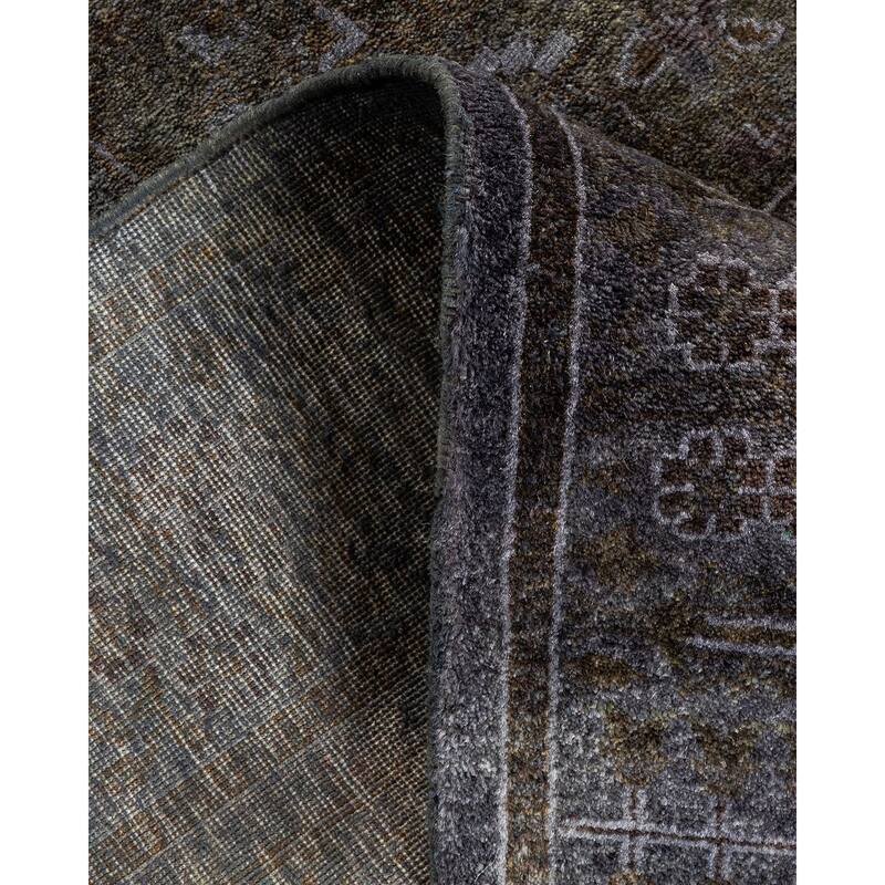 Overton Hand Knotted Wool Vintage Inspired Modern Contemporary Overdyed Gray Runner Rug - 2' 8" x 5' 10"